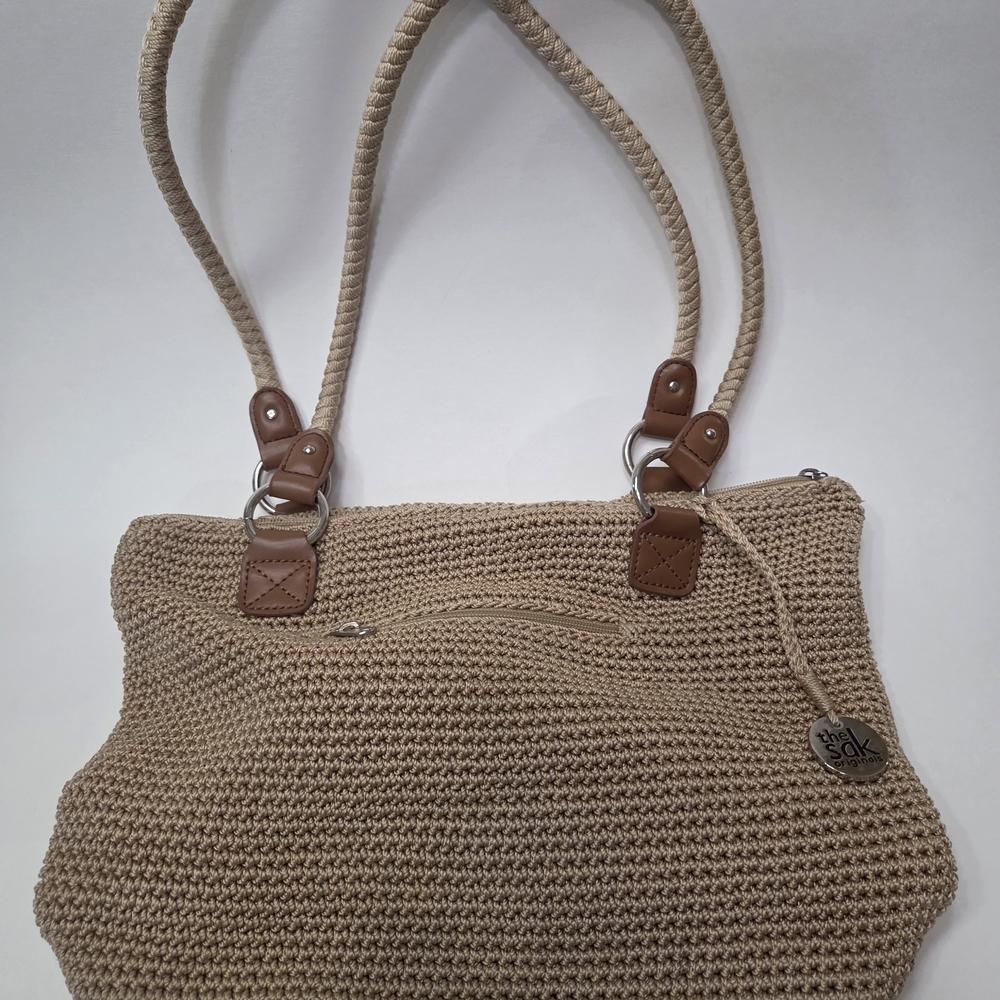 The Sak Tan Crochet Tote Bag